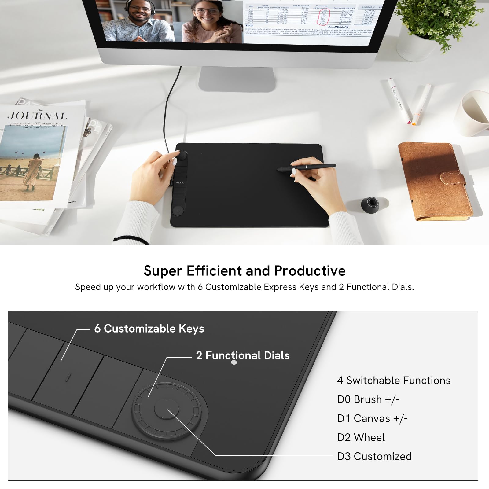 Foto 3 pulgar | Tablet de Dibujo Veikk Vk1060pro de 10x6"-Venta Internacional