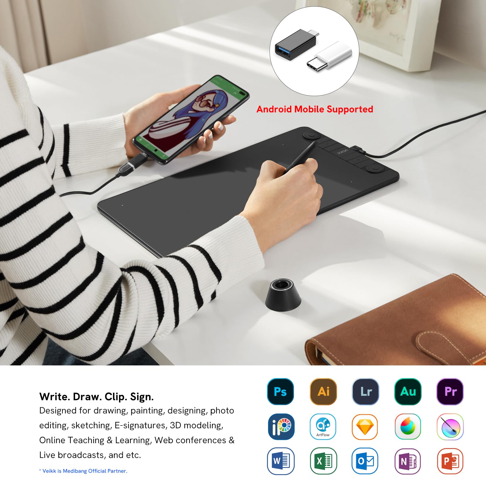 Foto 5 pulgar | Tablet de Dibujo Veikk Vk1060pro de 10x6"-Venta Internacional