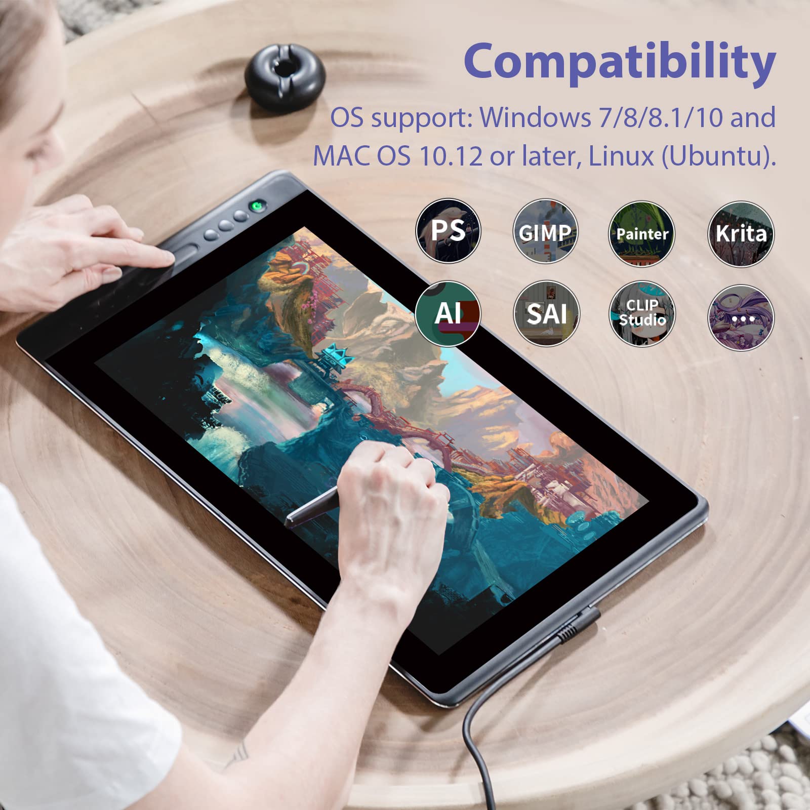 Foto 7 | Tableta Gráfica De Dibujo Huion Kamvas Pro 16 De 15.6 Pulgadas - Venta Internacional.