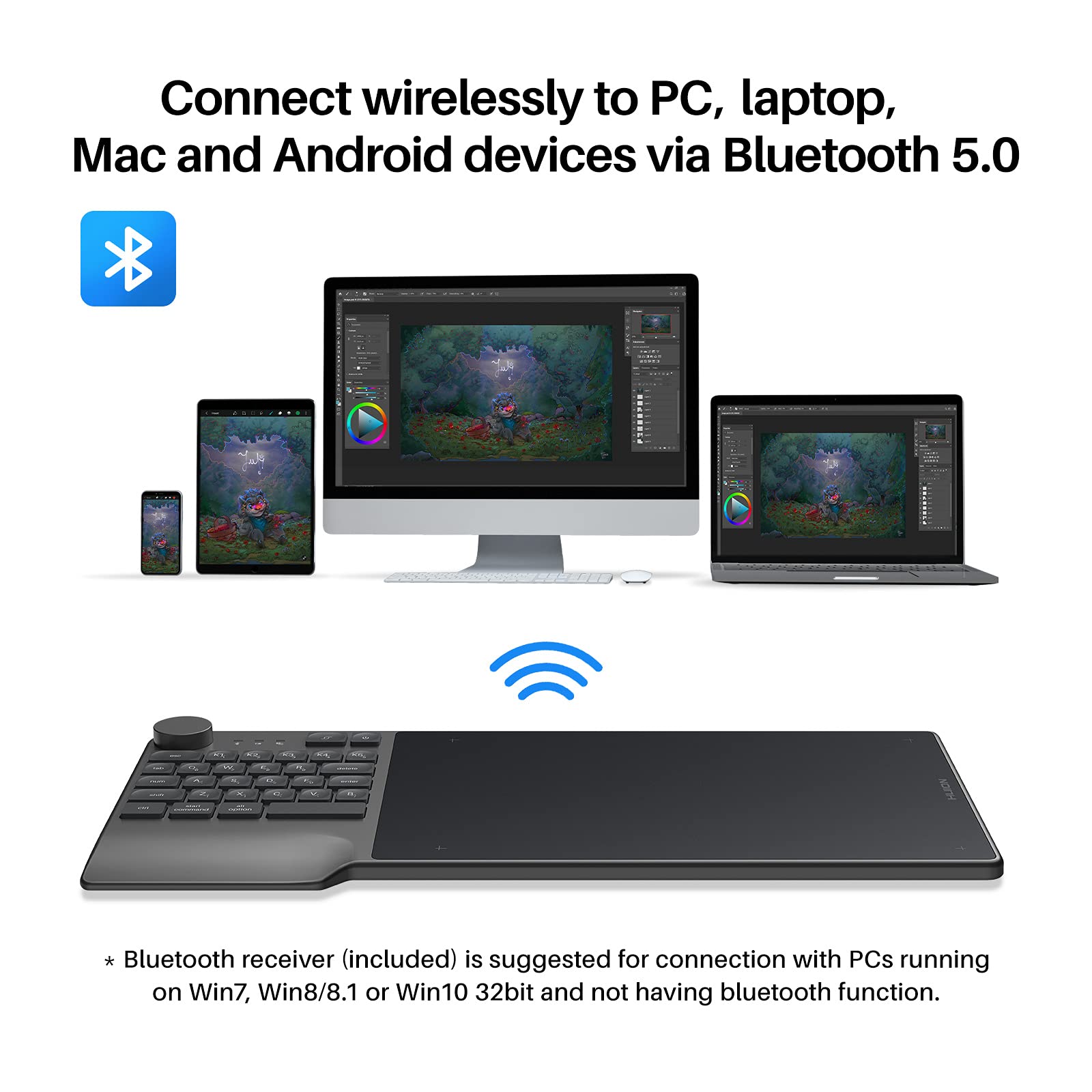Foto 2 | Tableta De Dibujo Inalámbrica Huion Inspiroy Keydial Kd200 Bluetooth - Venta Internacional.