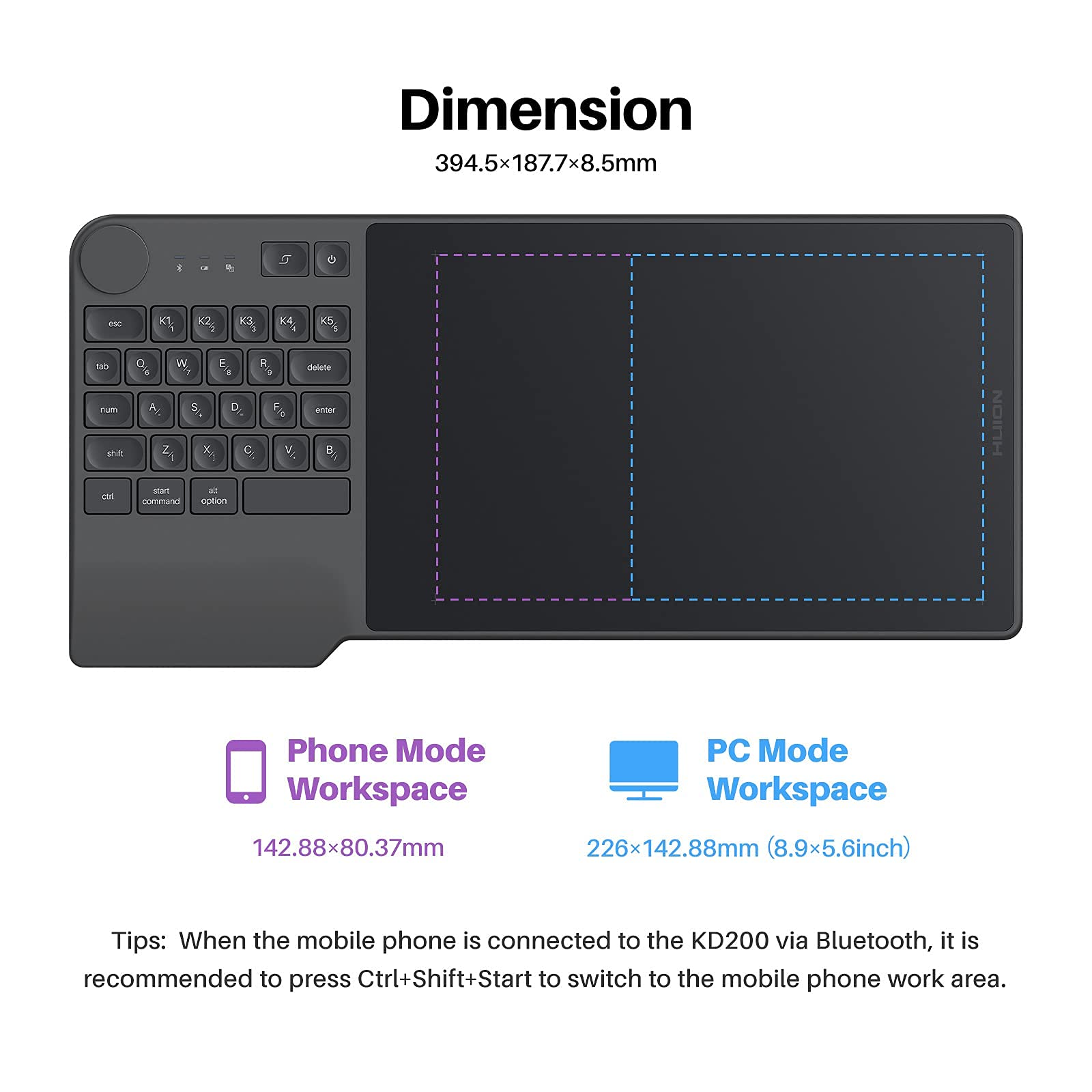 Foto 6 | Tableta De Dibujo Inalámbrica Huion Inspiroy Keydial Kd200 Bluetooth - Venta Internacional.