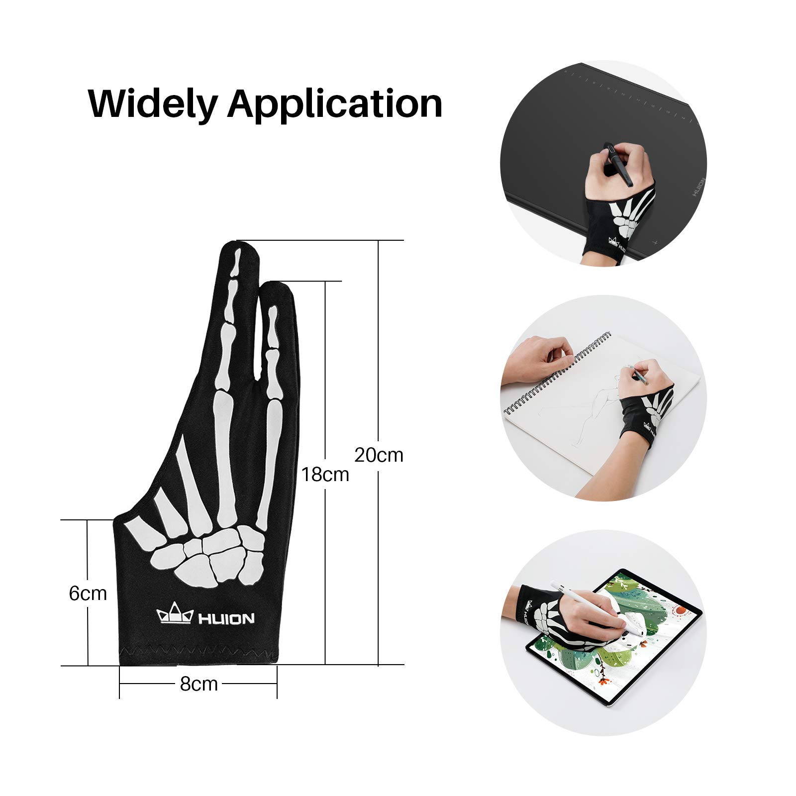 Foto 7 pulgar | Guante De Artista Huion Skeleton Para Tableta De Dibujo Gráfico - Venta Internacional.