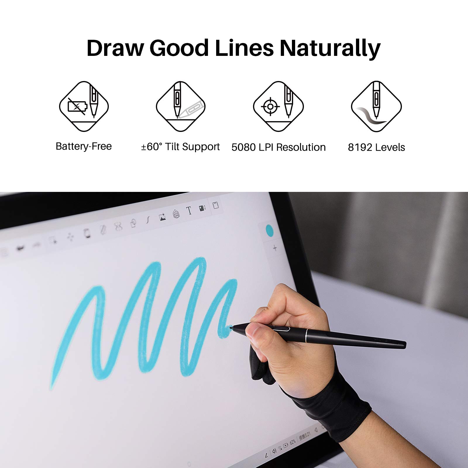 Foto 3 pulgar | Lápiz Capacitivo Huion Pw517 Sin Batería Para Huion Kamvas 13 - Venta Internacional.