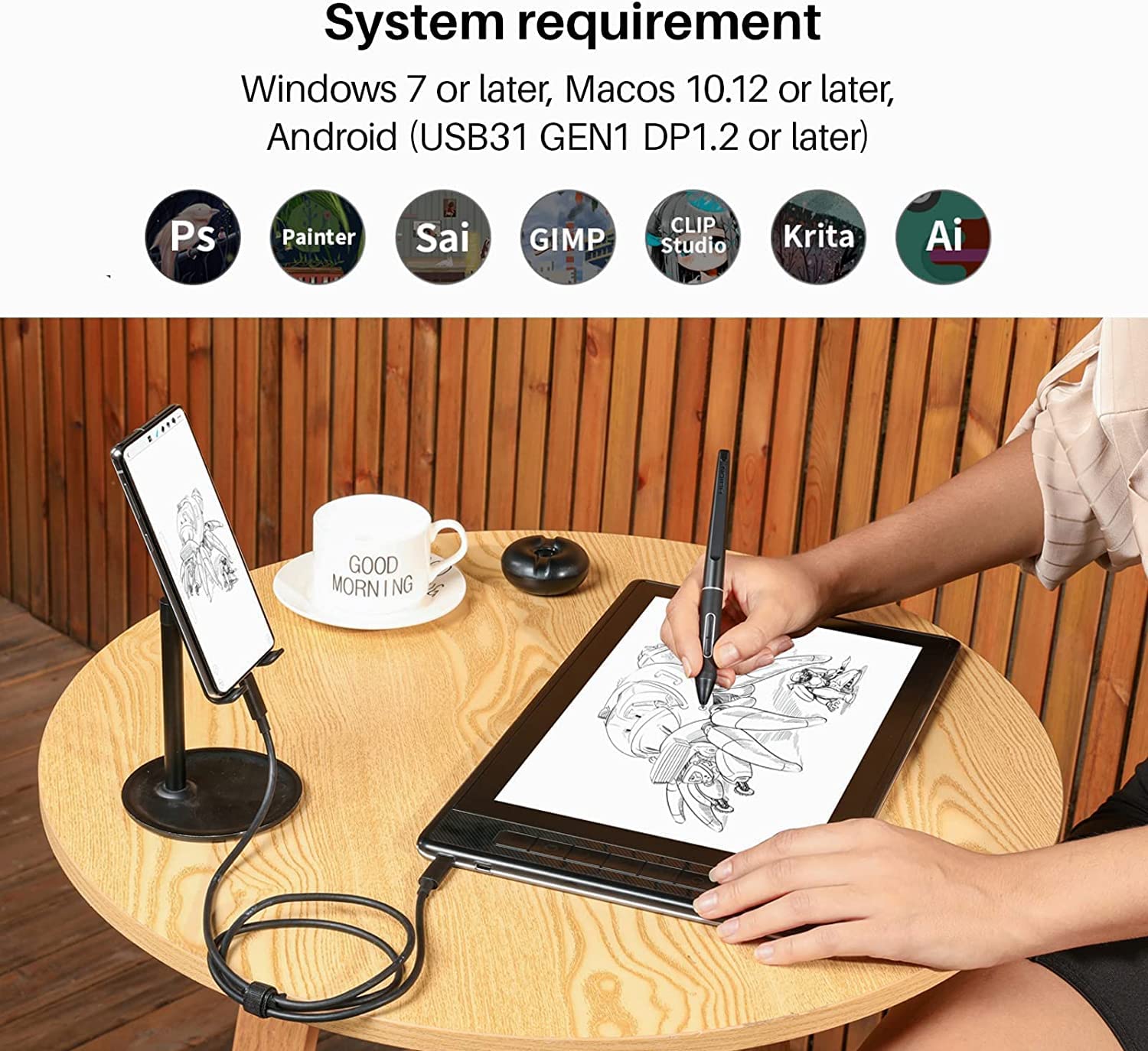 Foto 5 pulgar | Tableta Gráfica Huion Kamvas Pro 13 2.5k Color Negro, 13,3 Pulgadas, Compatible Con Android, Incluye Plumilla Y Soporte