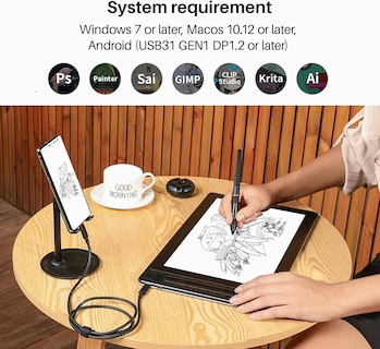 Foto 4 | Tableta Gráfica Huion Kamvas Pro 13 2.5k Color Negro, 13,3 Pulgadas, Compatible Con Android, Incluye Plumilla Y Soporte