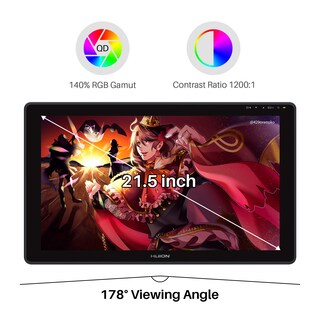 Foto 2 | Tableta Gráfica Huion Kamvas 22 Plus Color Negro, 21,5 Pulgadas, Con Soporte Ajustable Y Lápiz Sin Batería