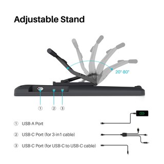 Foto 5 | Tableta Gráfica Huion Kamvas 22 Plus Color Negro, 21,5 Pulgadas, Con Soporte Ajustable Y Lápiz Sin Batería