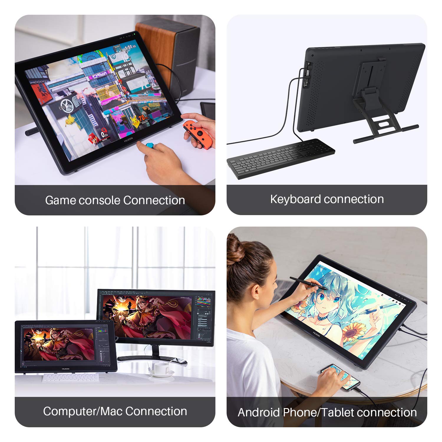Foto 8 | Tableta Gráfica Huion Kamvas 22 Plus Color Negro, 21,5 Pulgadas, Con Soporte Ajustable Y Lápiz Sin Batería