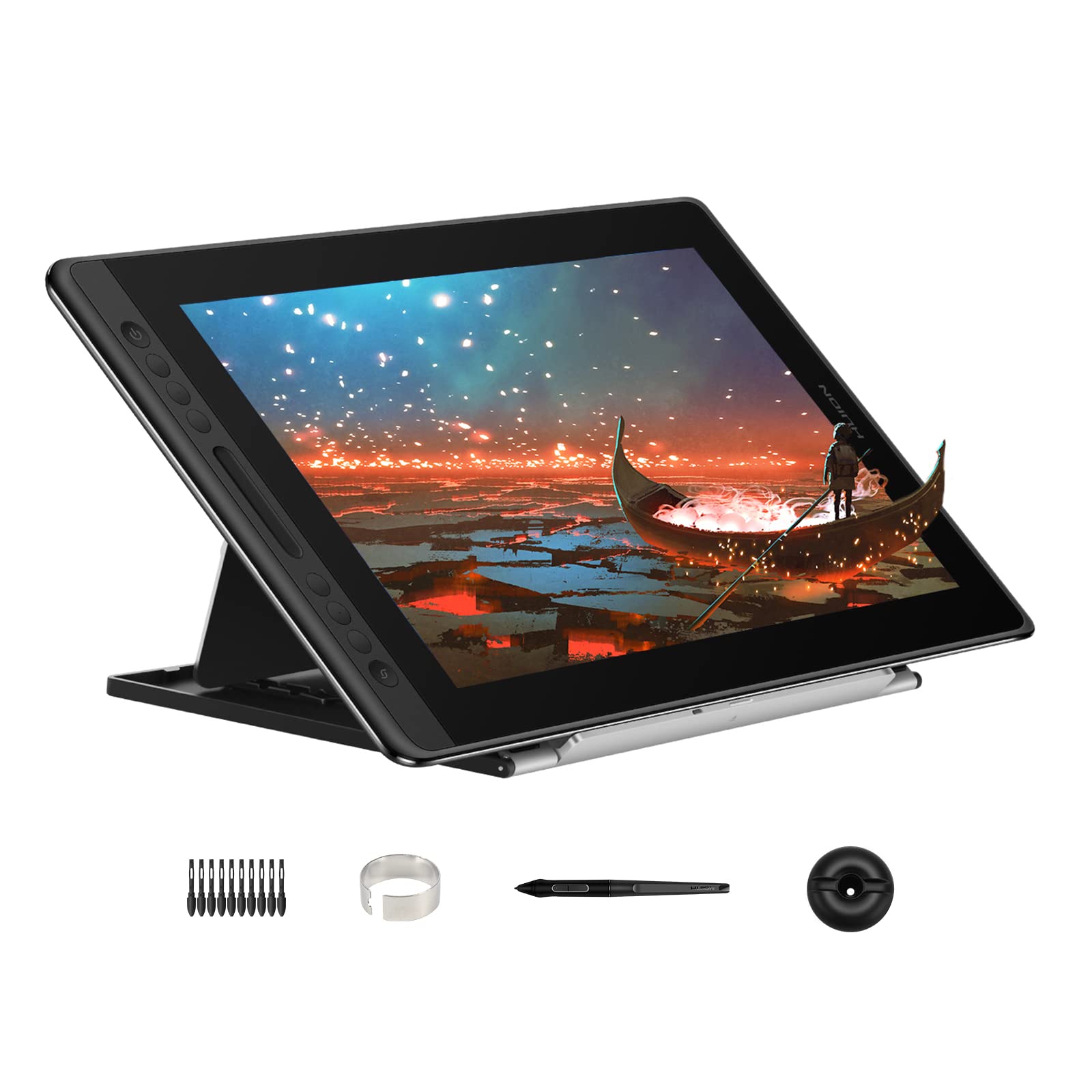 Foto 1 | Tableta Gráfica Huion Kamvas Pro 16 Color Negro, 15,6 Pulgadas, Laminada, Antideslumbrante, Con Soporte