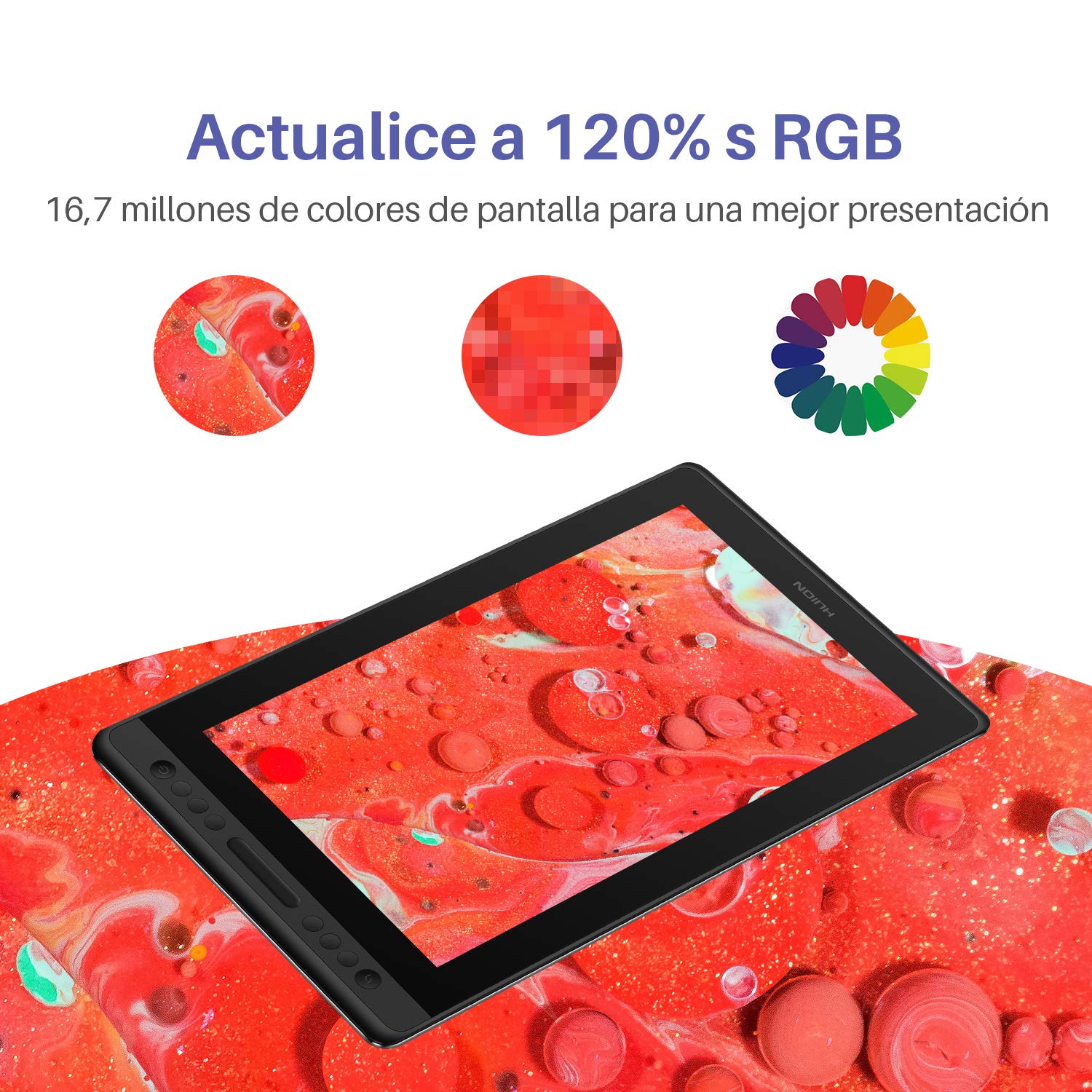 Foto 6 pulgar | Tableta Gráfica Huion Kamvas Pro 16 Color Negro, 15,6 Pulgadas, Laminada, Antideslumbrante, Con Soporte
