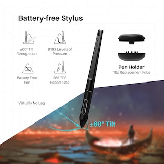 Foto 6 | Tableta Gráfica Huion Kamvas Pro 16 Color Negro, 15,6 Pulgadas, Laminada, Antideslumbrante, Con Soporte