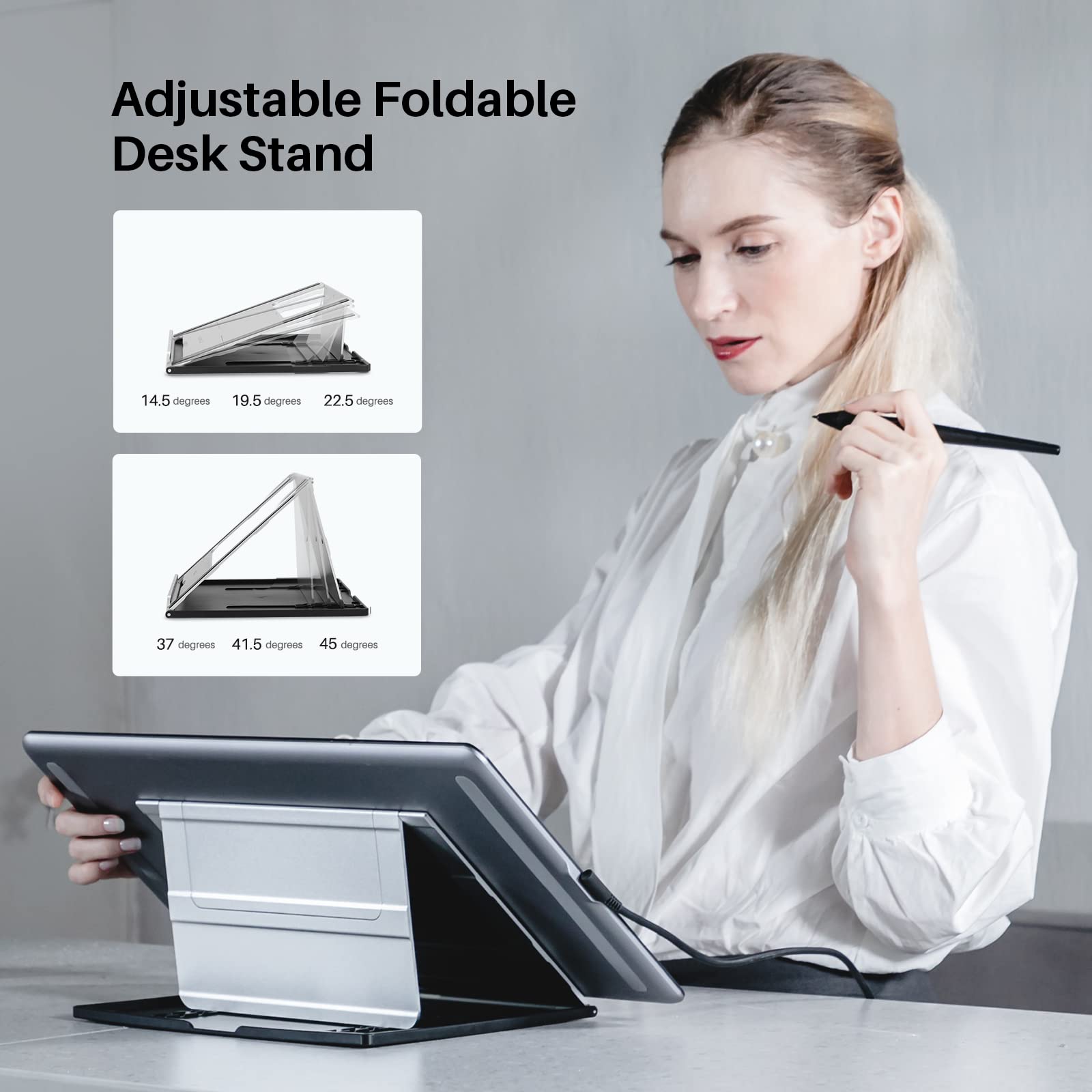 Foto 8 | Tableta Gráfica Huion Kamvas Pro 16 Color Negro, 15,6 Pulgadas, Laminada, Antideslumbrante, Con Soporte