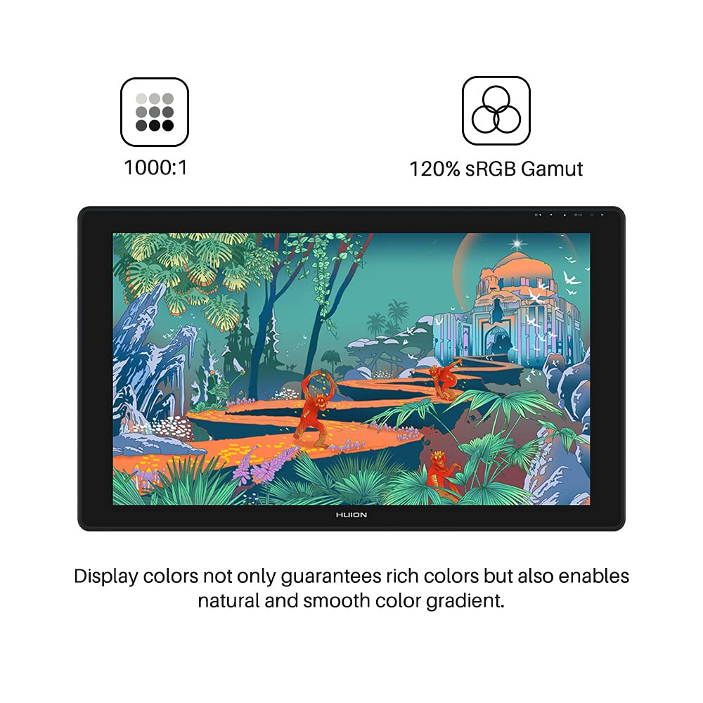 Foto 2 | Tableta Gráfica Huion Kamvas 24 Color Negro, 23,8 Pulgadas, Qhd, Con Soporte Ajustable, Lápiz Sin Batería Y Guante