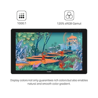 Foto 2 | Tableta Gráfica Huion Kamvas 24 Color Negro, 23,8 Pulgadas, Qhd, Con Soporte Ajustable, Lápiz Sin Batería Y Guante