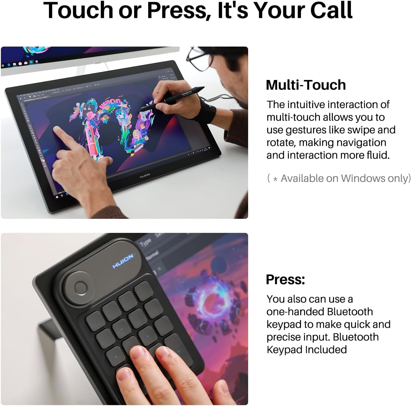 Foto 7 | Tableta Gráfica Huion Kamvas Pro 24 4k Color Negro, 23,8 Pulgadas, Laminada Ips, Con Soporte Ajustable Y Mini Keydial