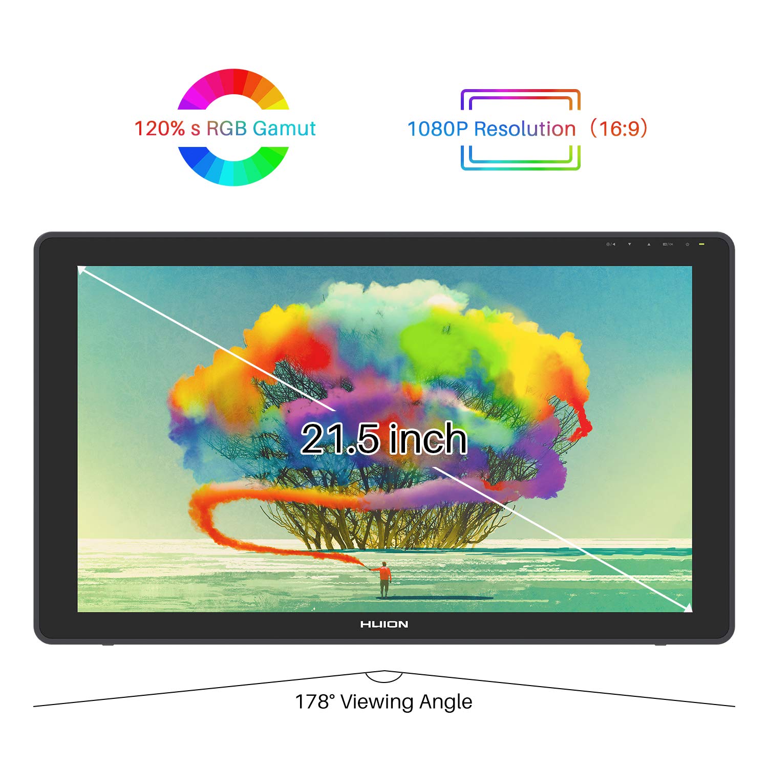 Foto 3 pulgar | Huion Kamvas 22 Tablet Gráfica Con Pantalla, Lápiz Sin Batería 8192 Niveles, Soporte Ajustable Y 20 Puntas De Repuesto