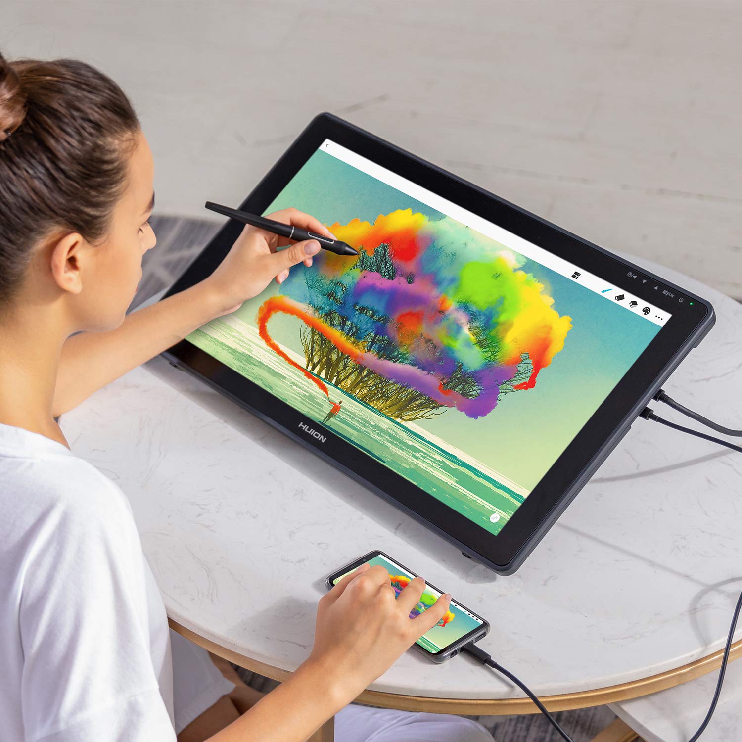 Foto 8 | Huion Kamvas 22 Tablet Gráfica Con Pantalla, Lápiz Sin Batería 8192 Niveles, Soporte Ajustable Y 20 Puntas De Repuesto