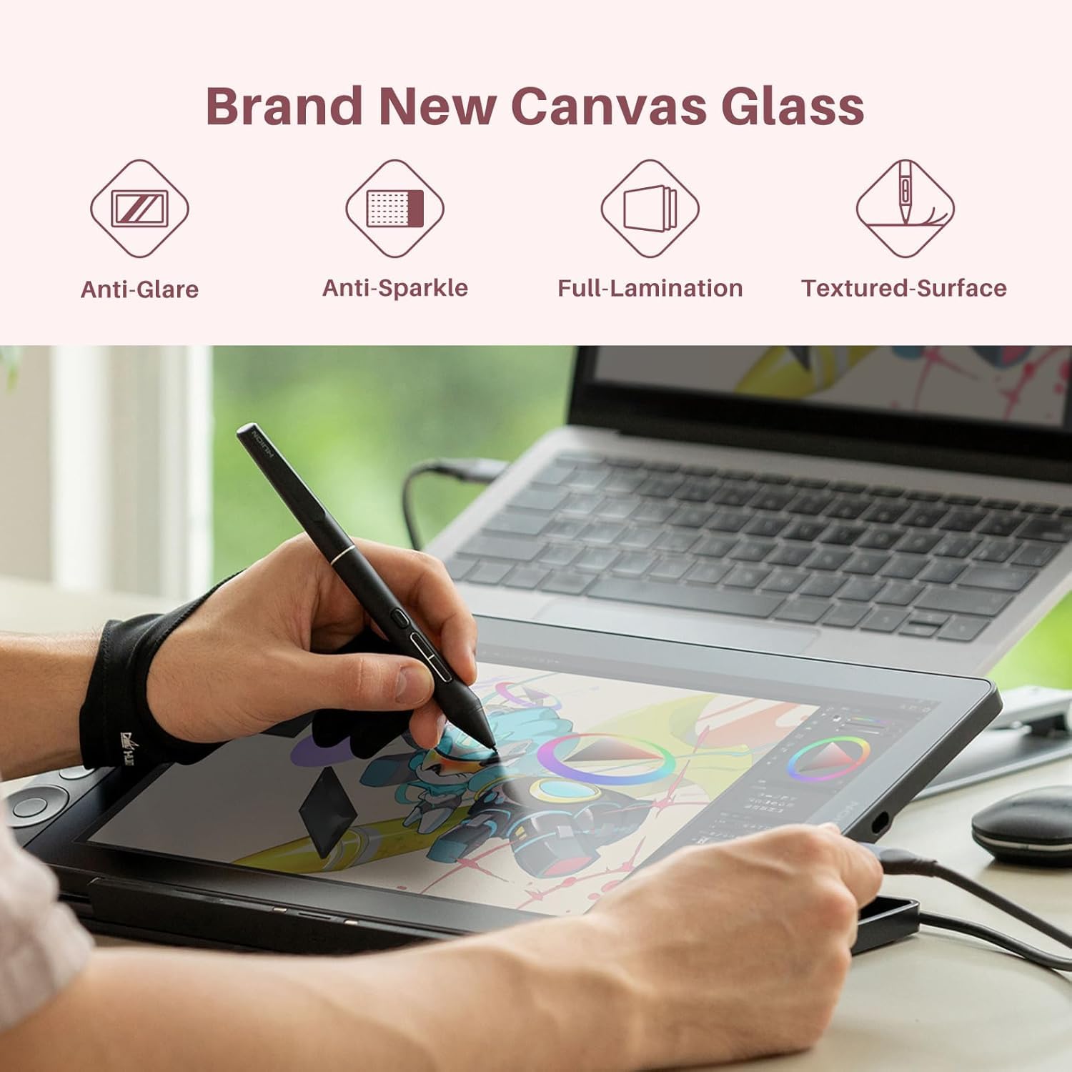 Foto 2 | Huion Kamvas 13 Gen 3 Tablet Gráfica 13.3'' Laminada, Vidrio Antirreflejo, 99% Srgb, Pentech 4.0, 16384 Niveles De P