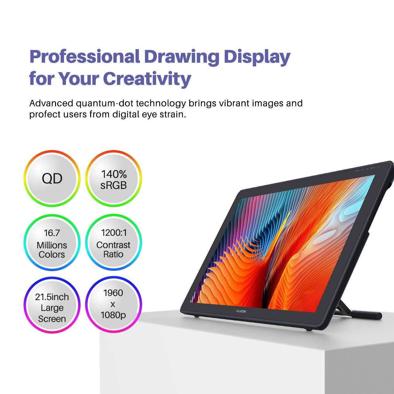 Foto 2 | Huion Kamvas 24 Plus 2.5k Qhd Tablet Gráfica Con Lápiz Sin Batería, Pantalla Laminada Qd, 140% Srgb, Para Pc Y Mac