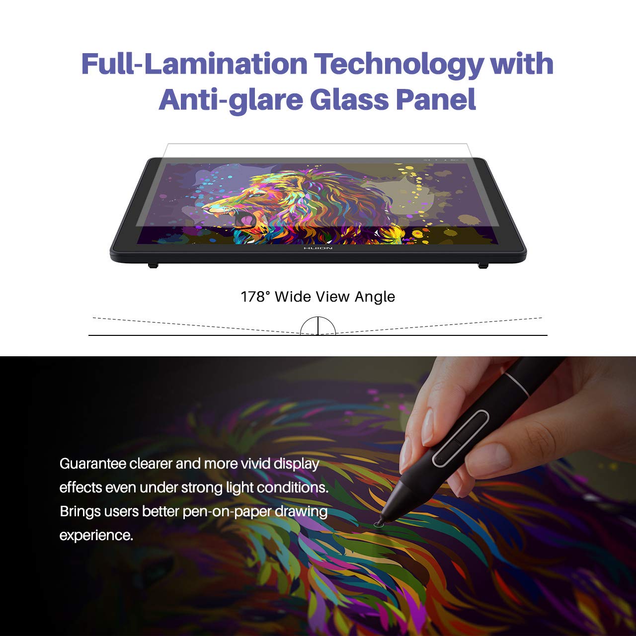 Foto 3 | Huion Kamvas 24 Plus 2.5k Qhd Tablet Gráfica Con Lápiz Sin Batería, Pantalla Laminada Qd, 140% Srgb, Para Pc Y Mac