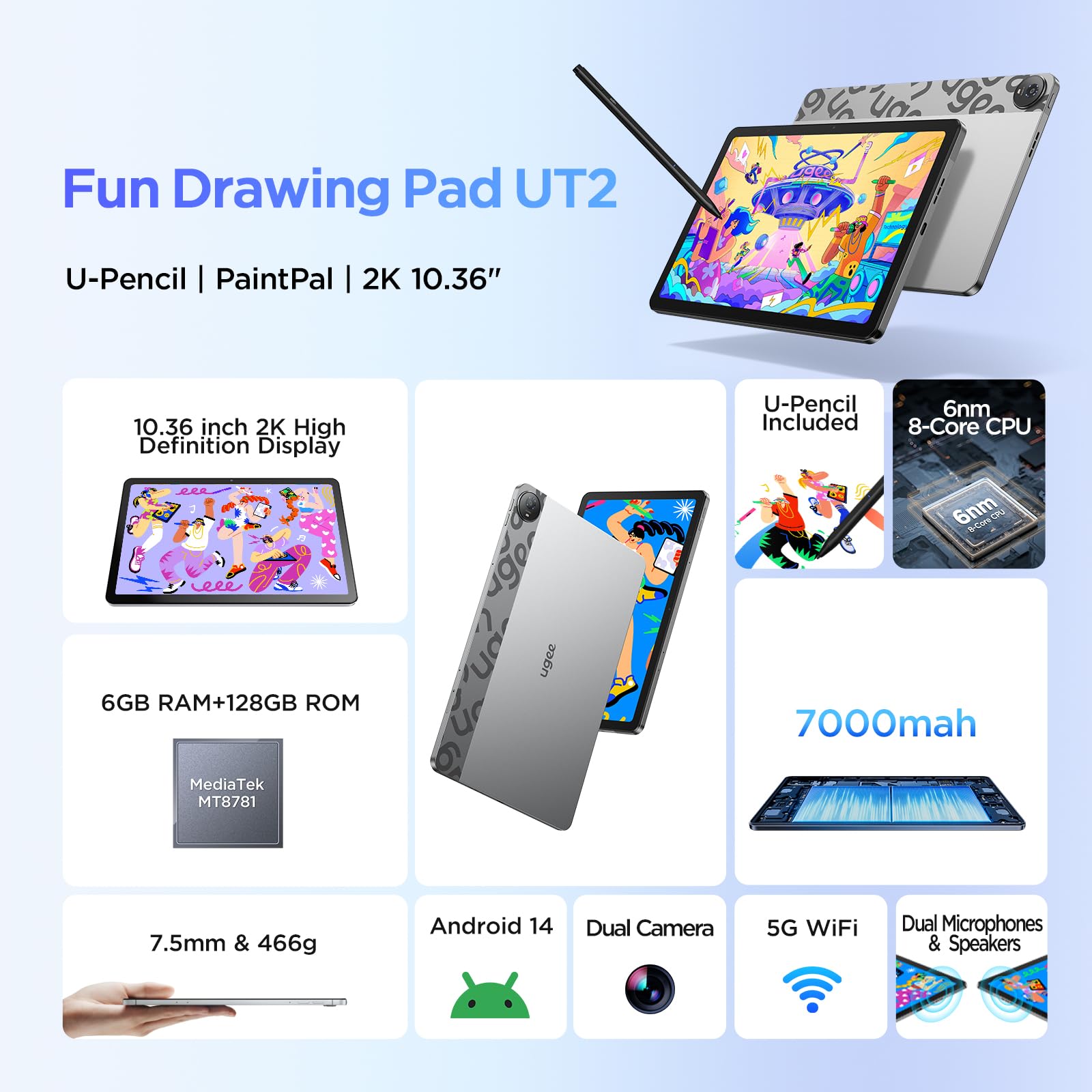 Foto 4 | Tableta De Dibujo Ugee Pad 14 Android 10.36 Pulgadas, 6 Gb+128 Gb, 7000 Mah - Venta Internacional.