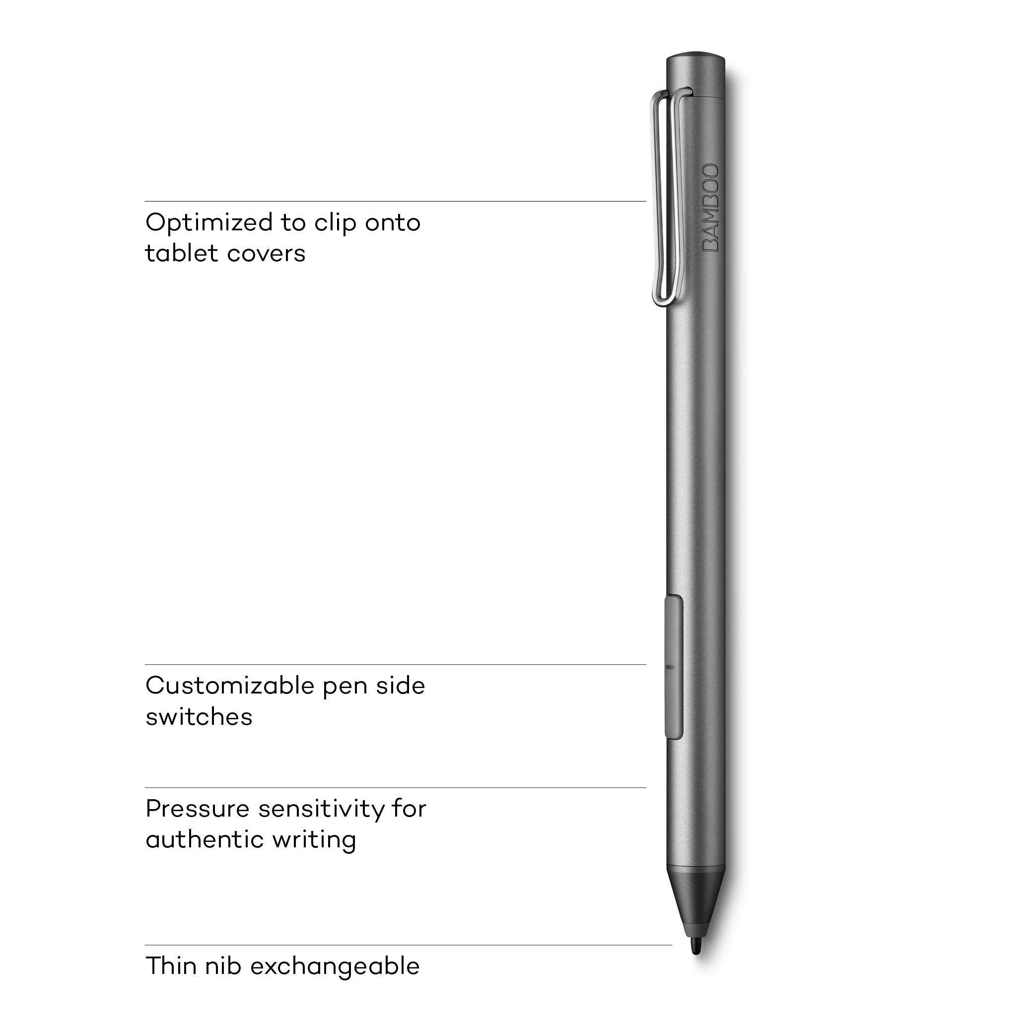 Foto 4 | Lápiz Capacitivo Wacom Bamboo Ink-active 2nd Gen 4096, Color Gris Presión - Venta Internacional.