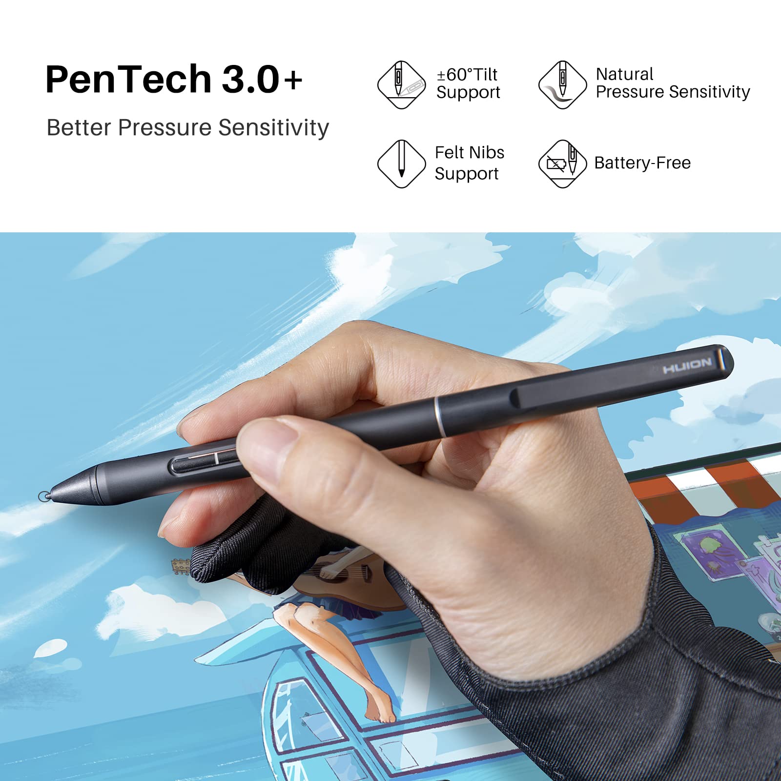 Foto 6 pulgar | Lápiz Capacitivo Huion Slim Pen Pw550s Para Huion Inspiroy 2/giano/keydial/dial 2, Serie K12/k13/k16 - Venta Interna