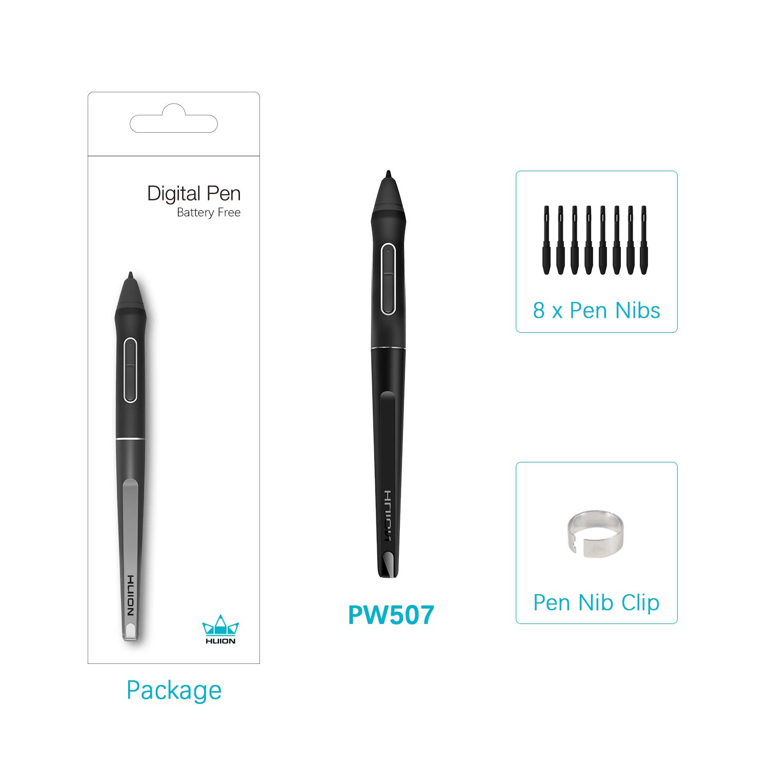 Foto 7 pulgar | Lápiz Óptico Huion Pw507 Sin Batería Para Monitores Huion Kamvas Pro - Venta Internacional.