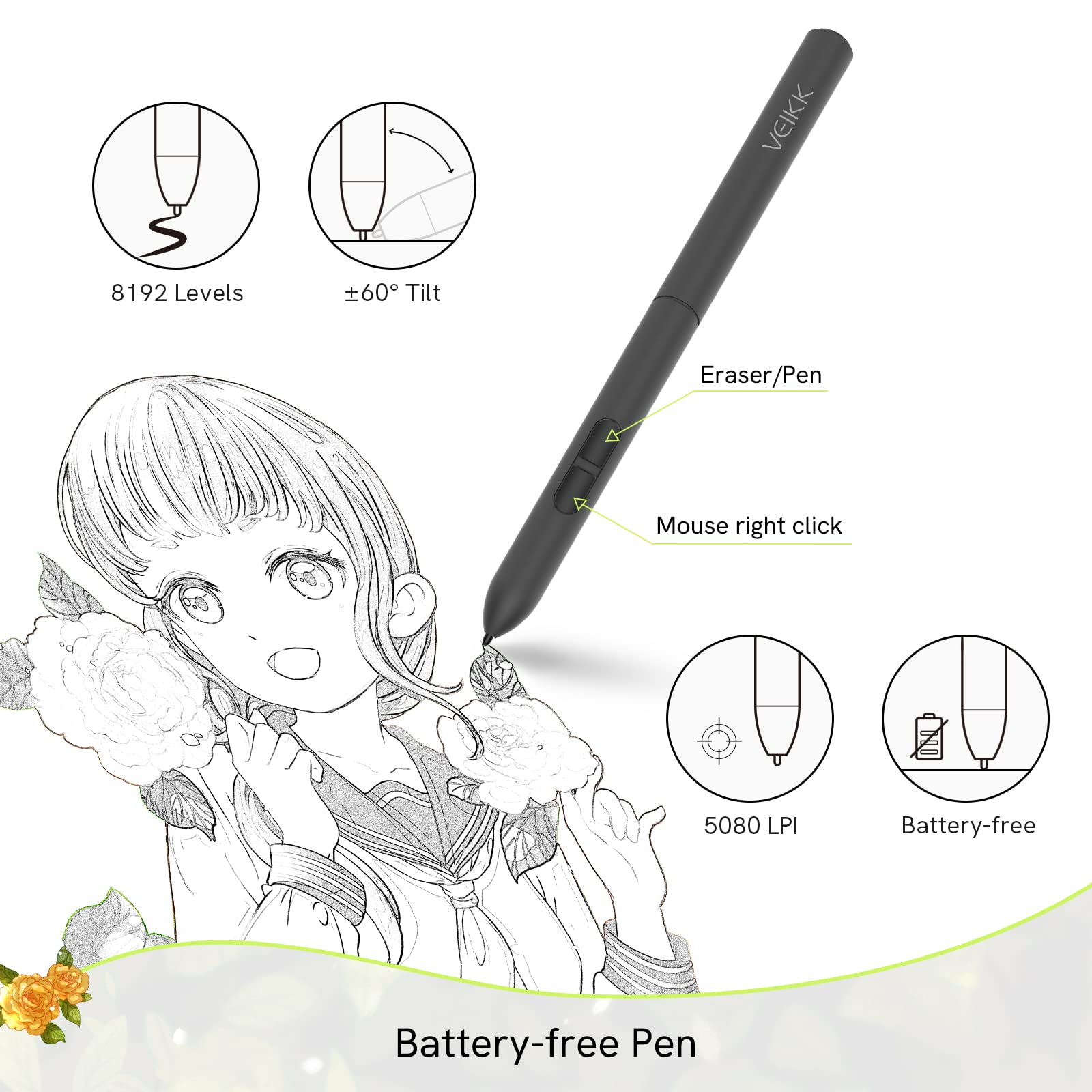 Foto 3 | Tableta De Dibujo Veikk A30 De 10 X 6 Pulgadas  8192 Niveles Con Lápiz Capacitivo - Venta Internacional.