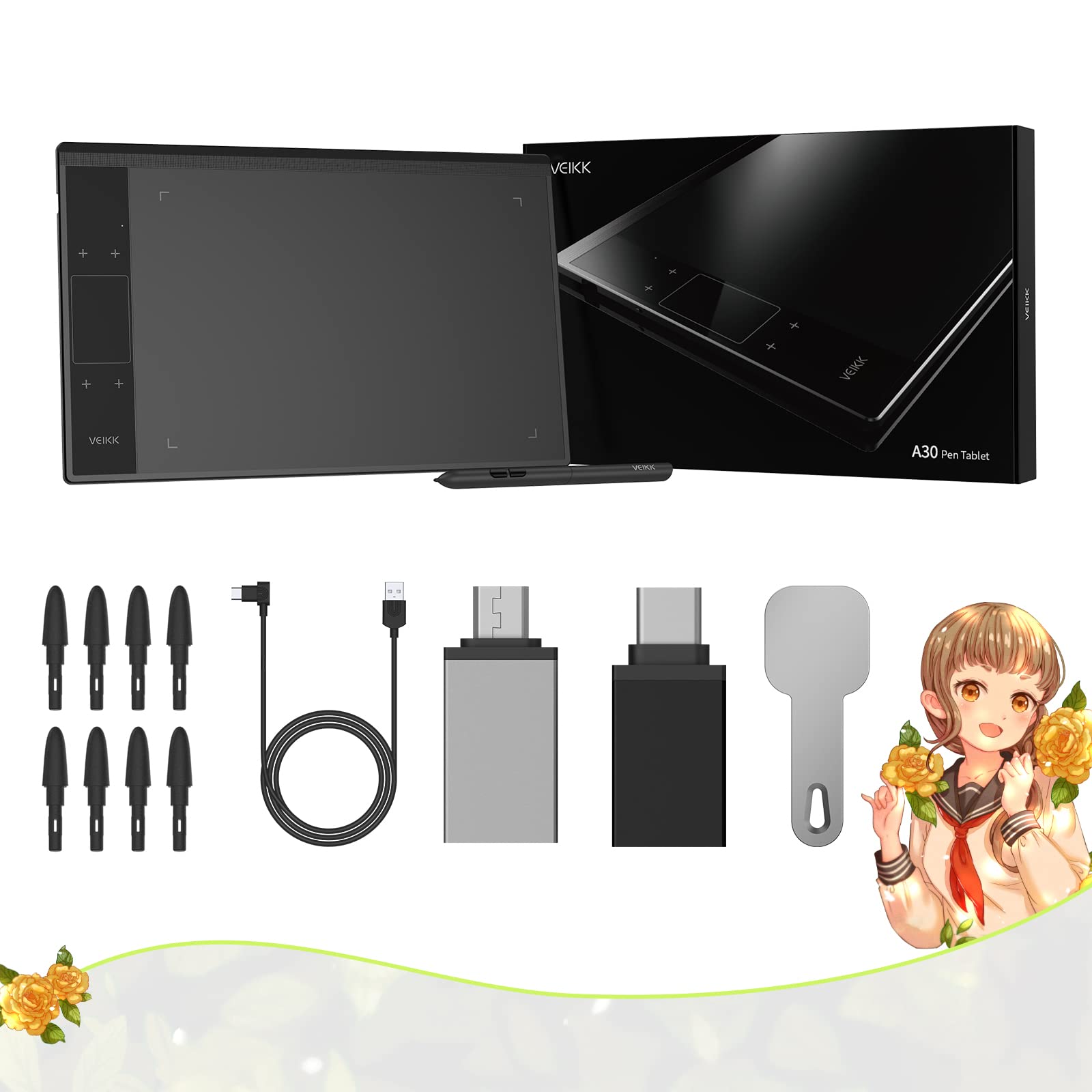 Foto 7 | Tableta De Dibujo Veikk A30 De 10 X 6 Pulgadas  8192 Niveles Con Lápiz Capacitivo - Venta Internacional.