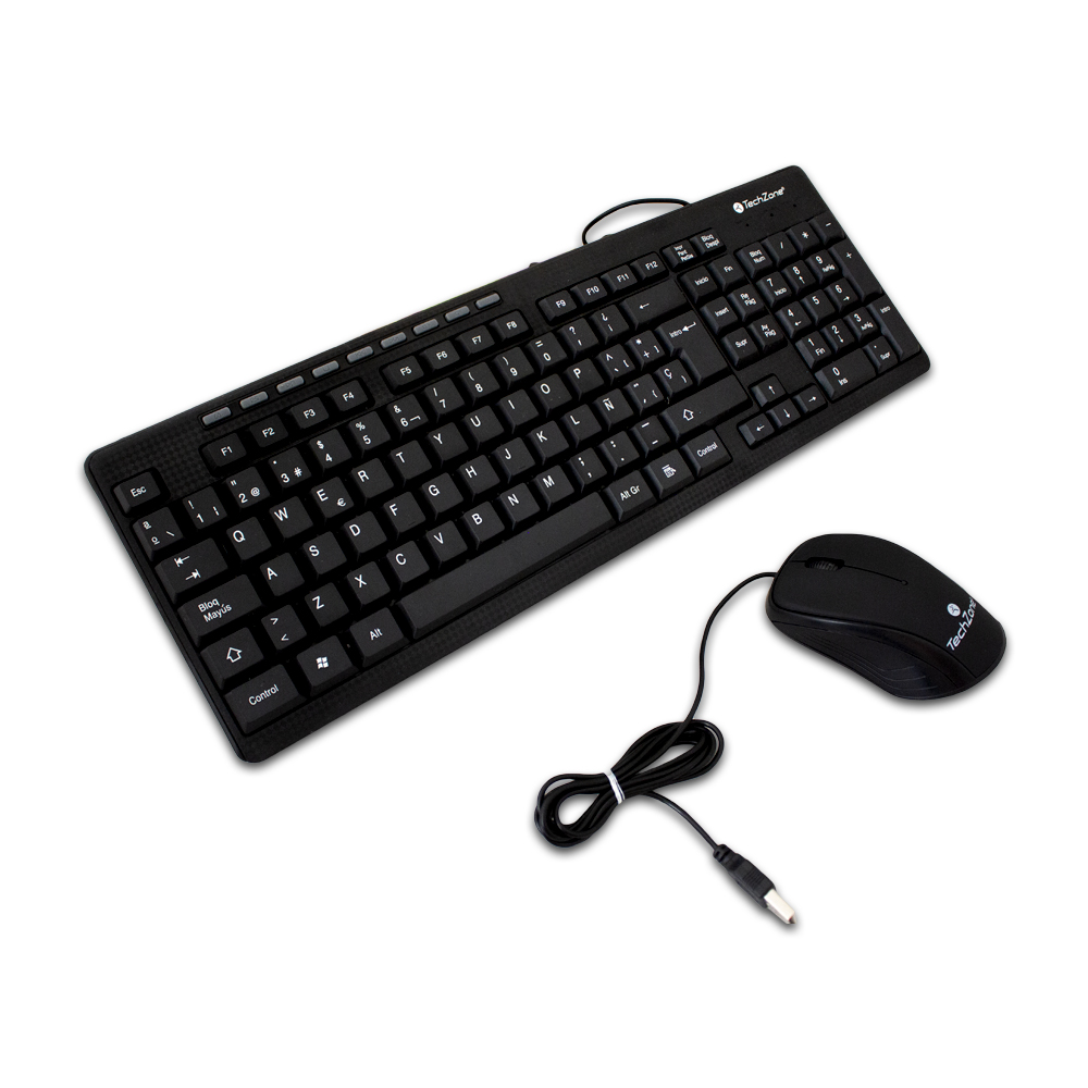 Foto 3 pulgar | Combo Teclado y Mouse Alámbrico Multimedia Techzone