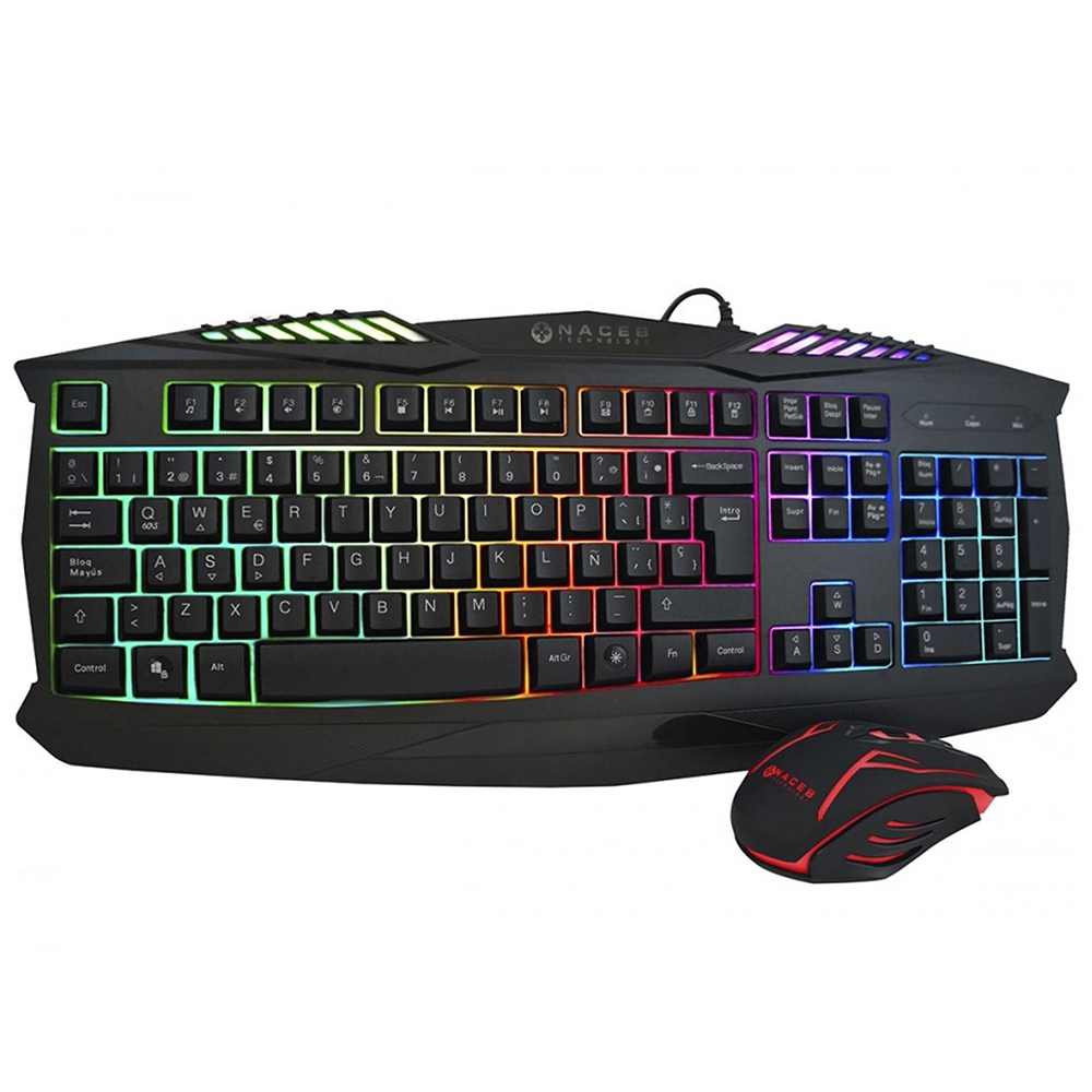 Foto 2 pulgar | Kit Teclado y Mouse Gamer Naceb RGB USB color Negro Na-617