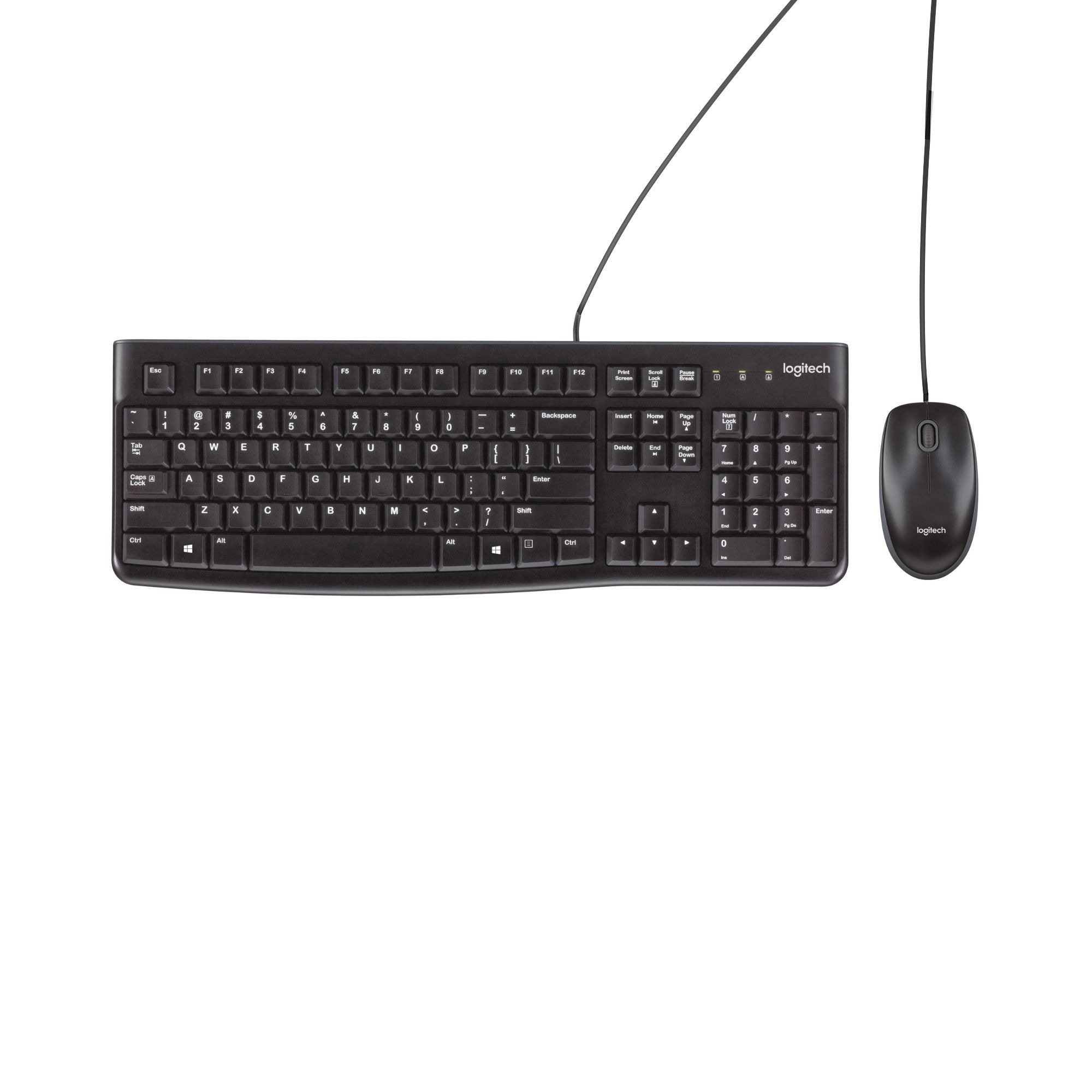 Combo Teclado y Mouse Logitech Mk120 color Negro con Cable $559