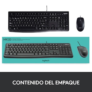 Foto 3 | Combo Teclado y Mouse Logitech Mk120 color Negro con Cable