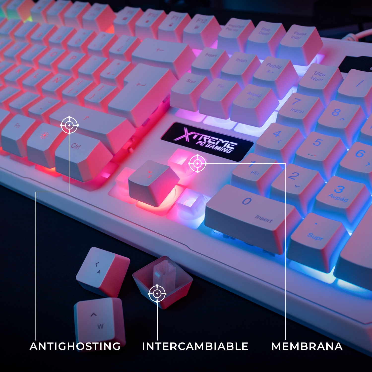 Foto 5 | Kit Gamer 2 en 1 XTREME PC GAMING Battle Master Teclado y Mouse Membrana Español 3600 DPI RGB USB Blanco