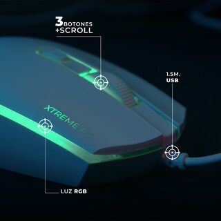 Foto 6 | Kit Gamer 2 en 1 XTREME PC GAMING Battle Master Teclado y Mouse Membrana Español 3600 DPI RGB USB Blanco