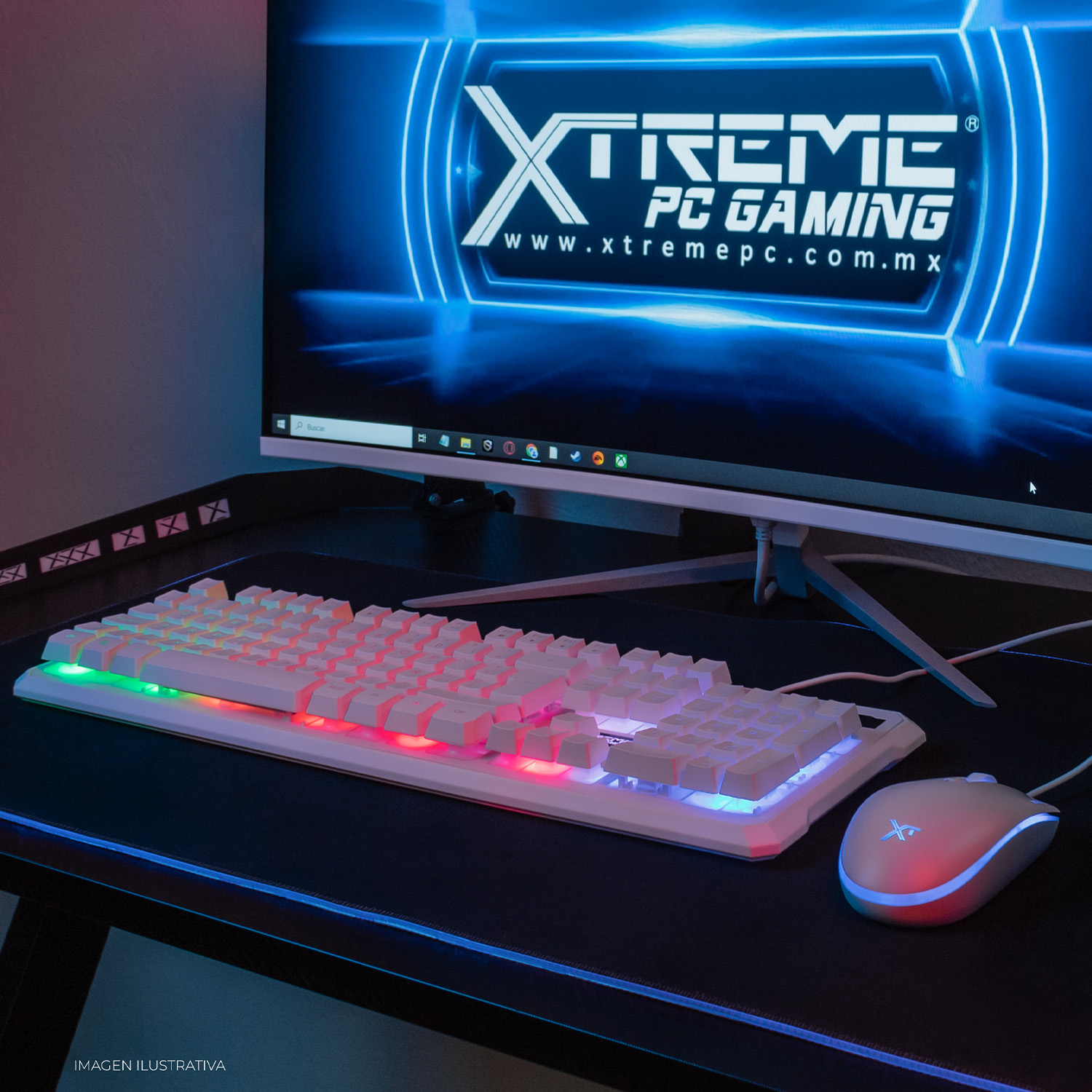 Foto 8 | Kit Gamer 2 en 1 XTREME PC GAMING Battle Master Teclado y Mouse Membrana Español 3600 DPI RGB USB Blanco