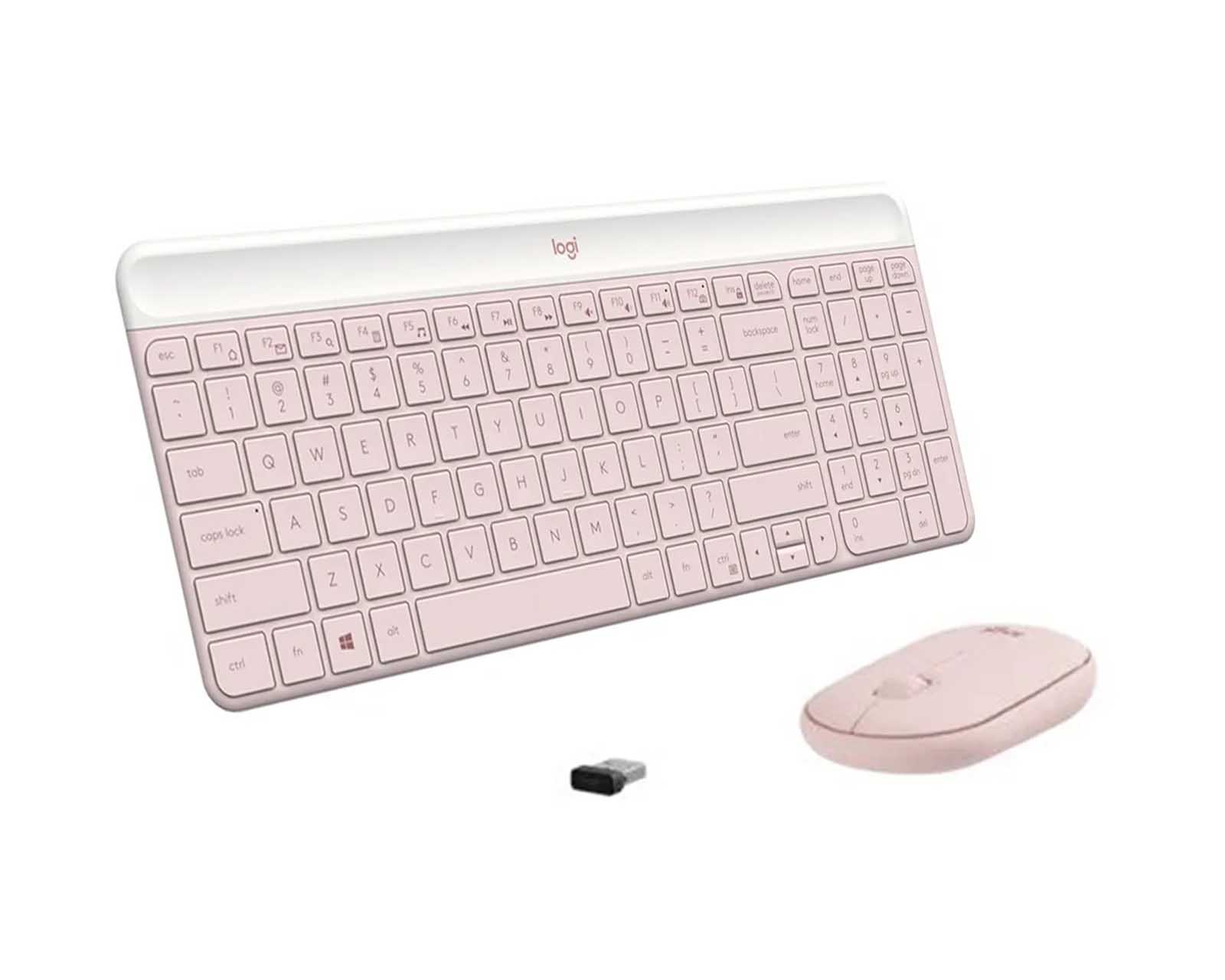 Kit 2 en 1 Teclado y Mouse Logitech MK470 color Rosa Wifi Español 920-011312