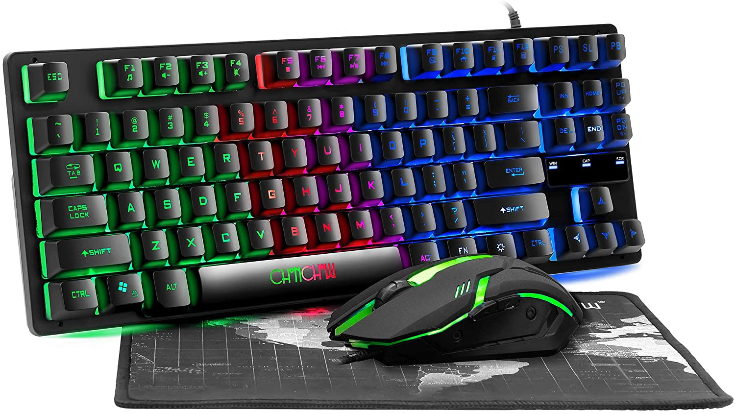 Foto 2 pulgar | Venta Internacional - Rgb 87 Teclas De Juego Combo De Juego Y Mouse, Chonchow Usb Wired Led Rainbow Gaming Keyboard Mou