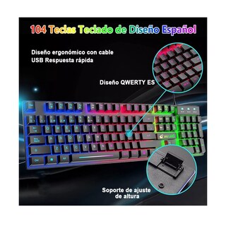 Foto 2 | Kit Teclado Mouse Gamer Profesional Retroilumin Usb Eo Safe Imports Esi-4528negro