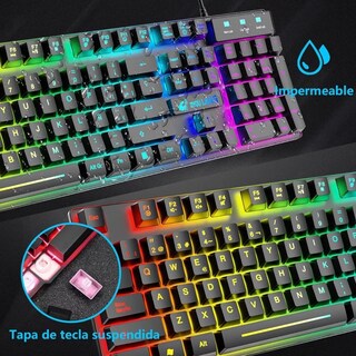 Foto 3 | Kit Teclado Mouse Gamer Profesional Retroilumin Usb Eo Safe Imports Esi-4528negro