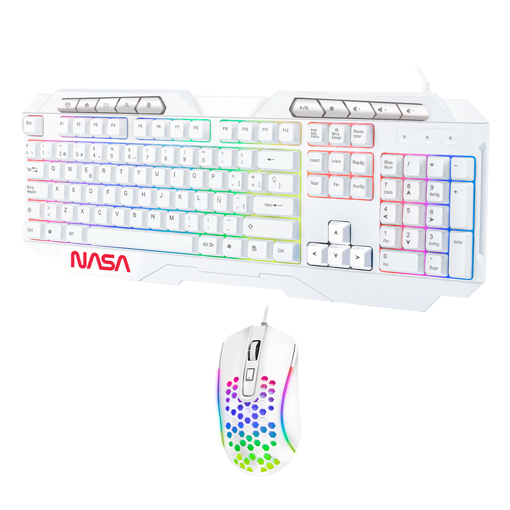 Foto 1 | Teclado Y Mouse Alámbrico Nasa Edición Cometa Plug&play color Blanco
