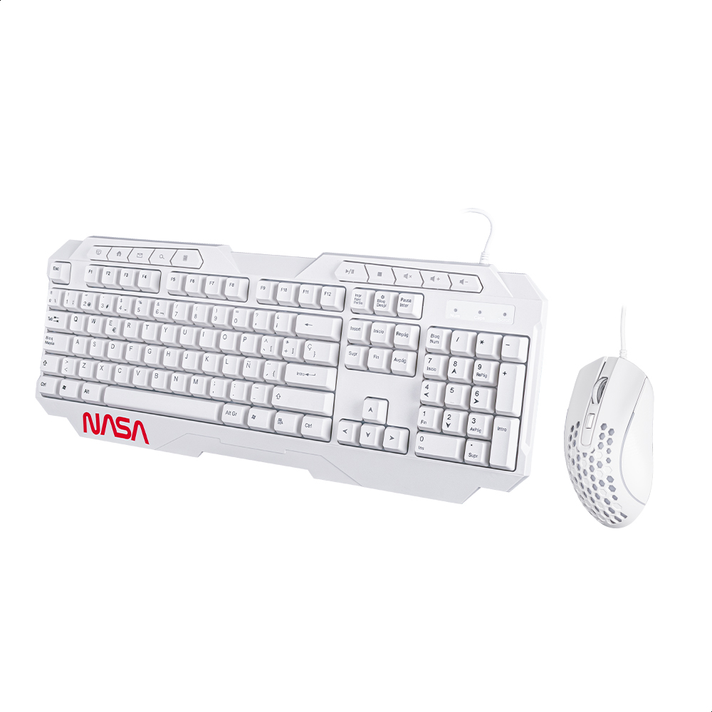 Foto 2 | Teclado Y Mouse Alámbrico Nasa Edición Cometa Plug&play color Blanco