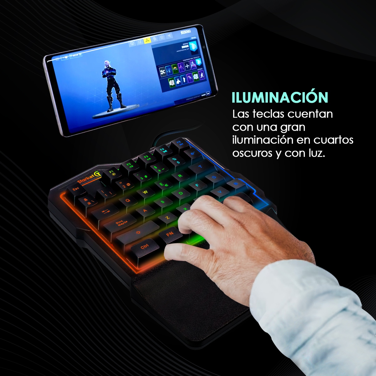 Foto 3 | Teclado de una Mano Gamer Starket Sk-004 color Negro