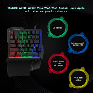 Foto 5 | Teclado de una Mano Gamer Starket Sk-004 color Negro