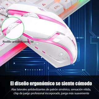 Foto 2 | Teclado + Mouse USB Gamer Limeive Blanco con Retroiluminación