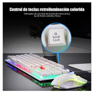 Foto 5 | Teclado + Mouse USB Gamer Limeive Blanco con Retroiluminación