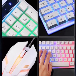 Foto 6 | Teclado + Mouse USB Gamer Limeive Blanco con Retroiluminación
