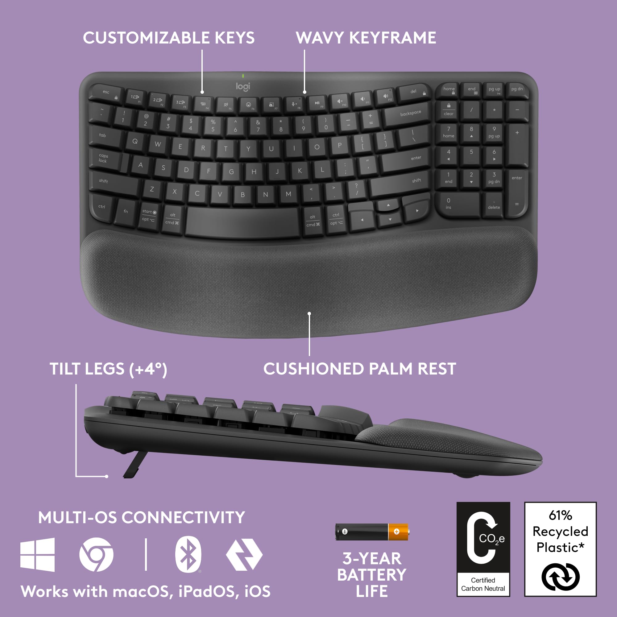 Foto 7 pulgar | Venta Internacional - Combo de Teclado y Ratón Logitech Wave Keys Mk670