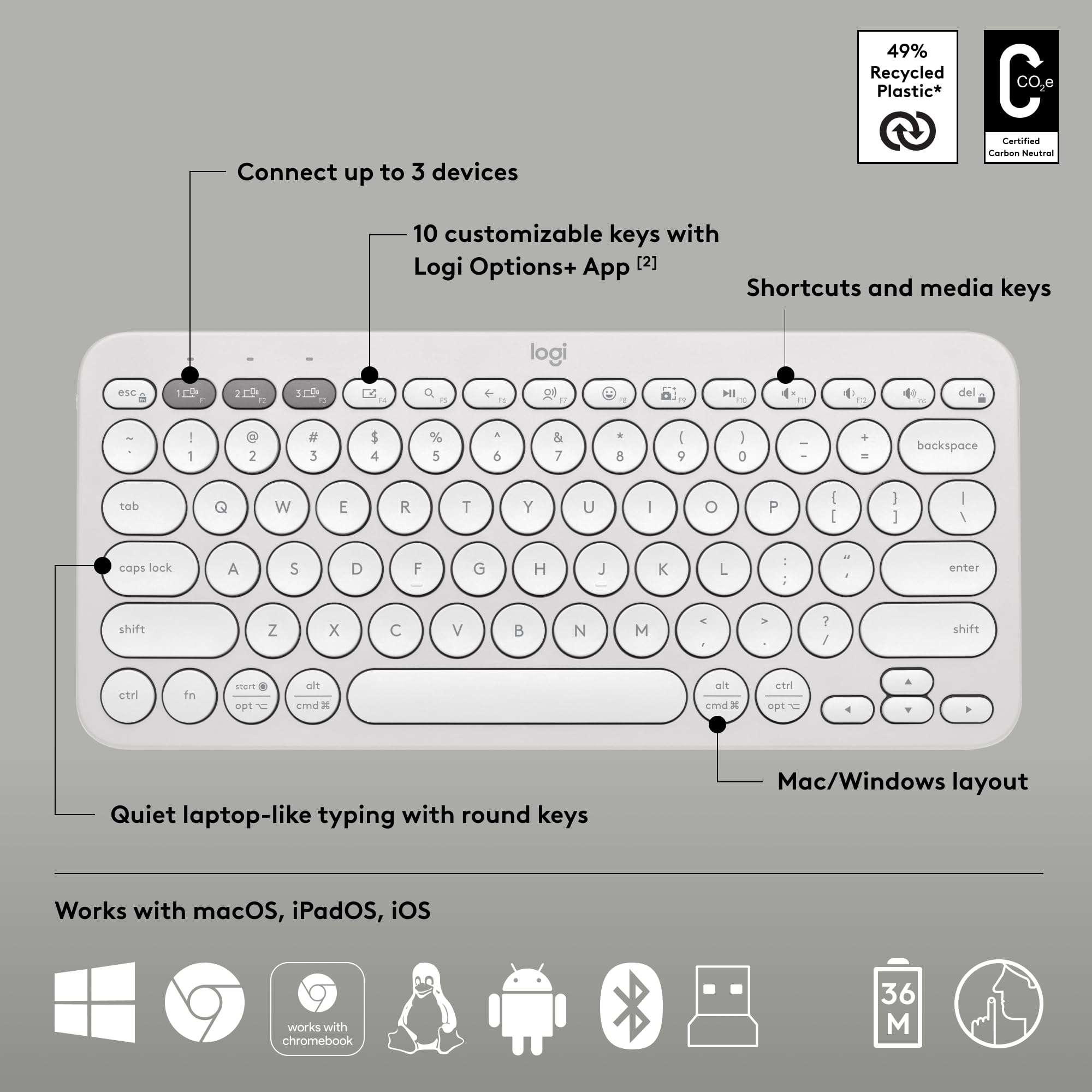 Foto 8 pulgar | Venta Internacional - Combo Teclado y Ratón Inalámbricos Logitech Pebble